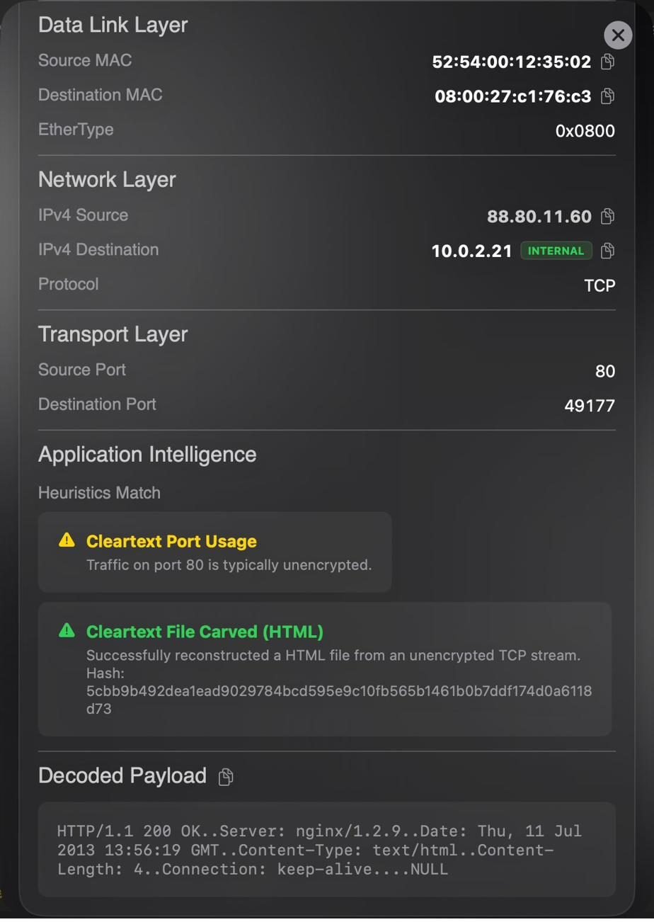 pcapLume decoded packet inspector screenshot